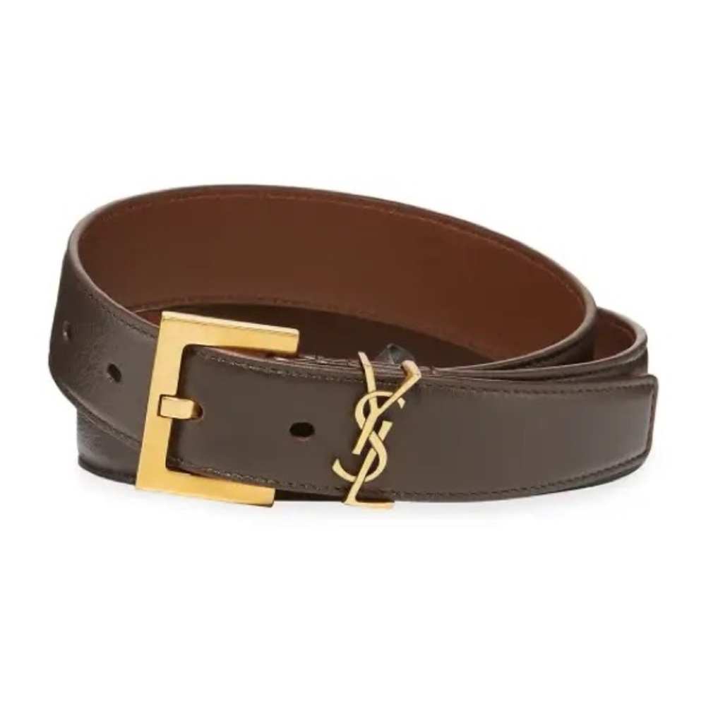 Saint Laurent YSL Monogram Leather Belt